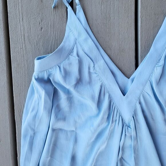 Lovers and Friends Cami Mini Dress V-Neckline Tie Spaghetti Straps Blue Medium - Picture 5 of 6
